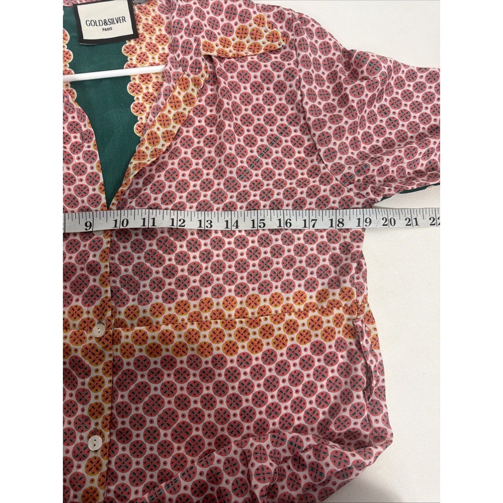 Gold & Silver Paris Long Sleeve Multicolored Geometric Print TunicMaxi Dress Sz1 - Picture 8 of 9